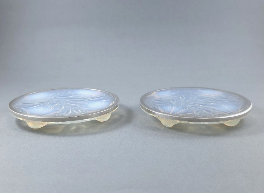 Pair Of Glass And Sterling Silver Bottle Coasters-photo-3