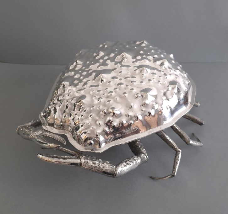 Coupe à salade crabe en métal argenté-photo-2