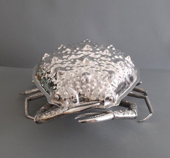 Coupe à salade crabe en métal argenté-photo-4