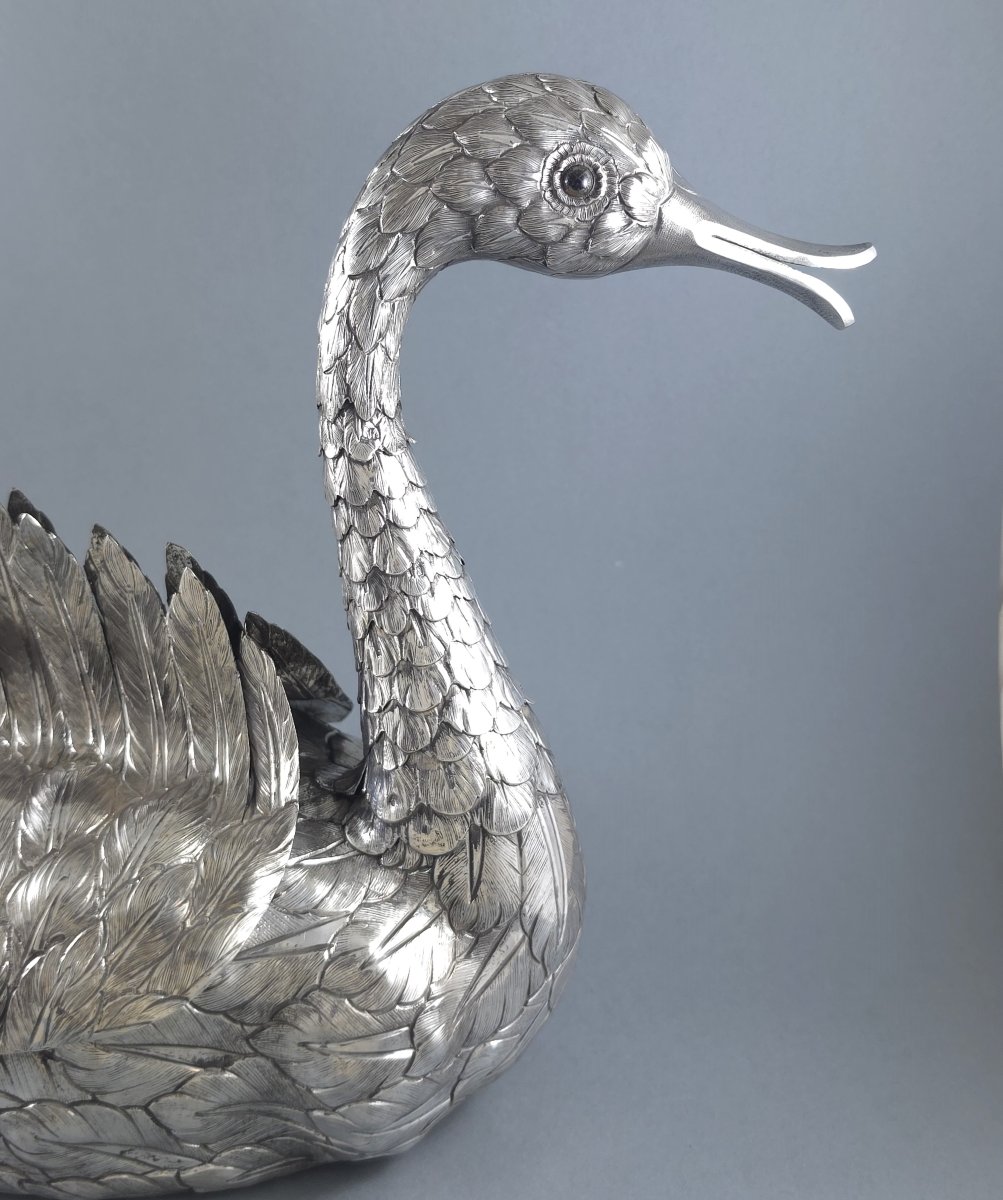 Sterling Silver Swan Planter-photo-3