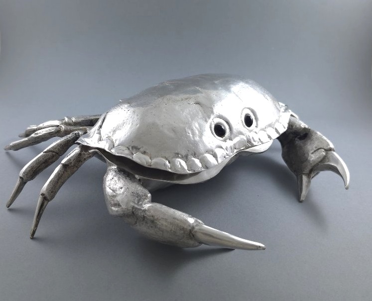 Silver-plated Metal Crab Caviar Bowl By Franco Lapini -photo-3