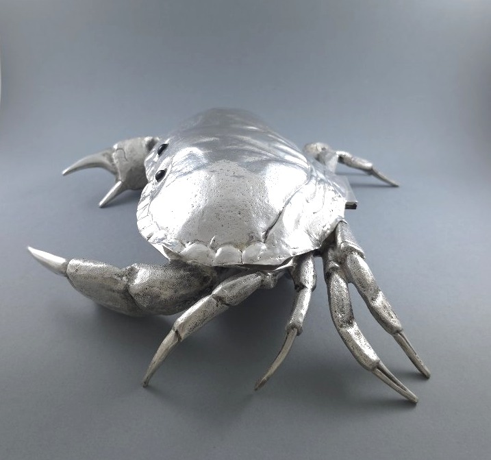 Silver-plated Metal Crab Caviar Bowl By Franco Lapini -photo-1