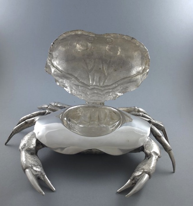 Silver-plated Metal Crab Caviar Bowl By Franco Lapini -photo-2