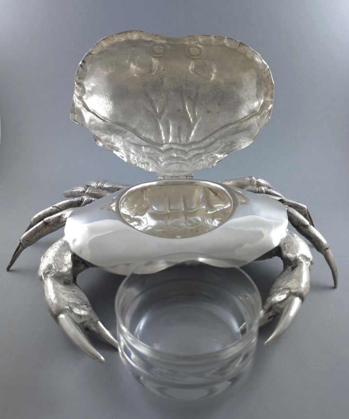Silver-plated Metal Crab Caviar Bowl By Franco Lapini -photo-3