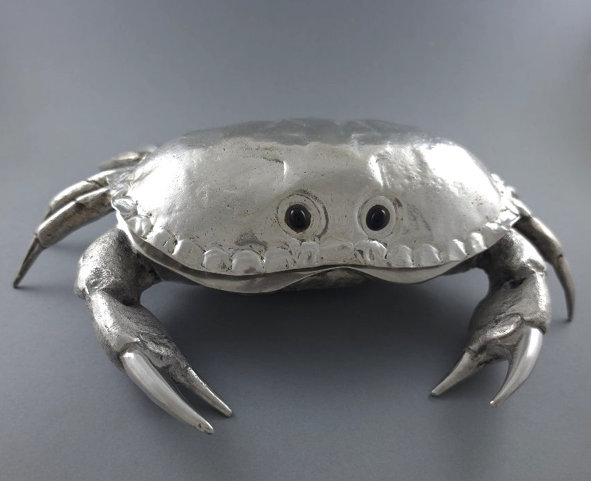 Silver-plated Metal Crab Caviar Bowl By Franco Lapini 