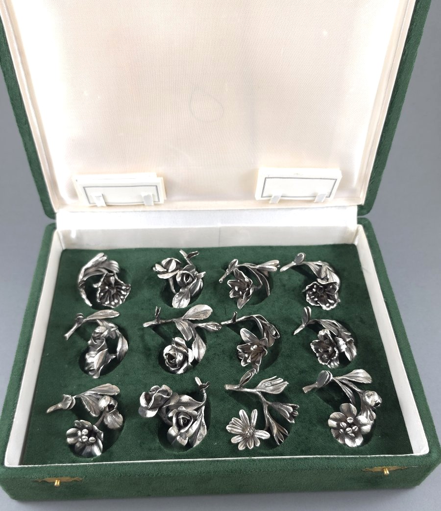 12 portes-nom fleurs en argent massif -photo-2