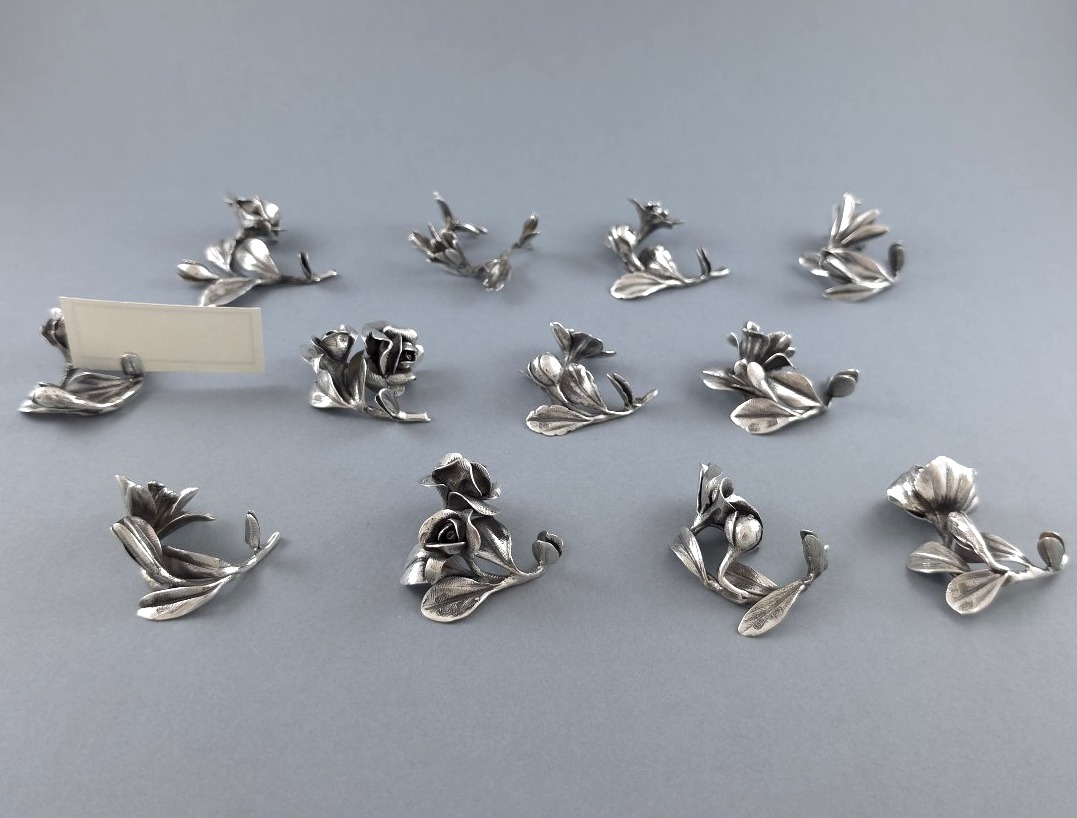12 portes-nom fleurs en argent massif -photo-4