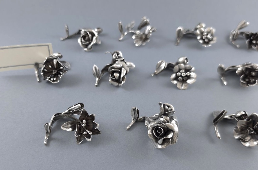 12 portes-nom fleurs en argent massif -photo-2