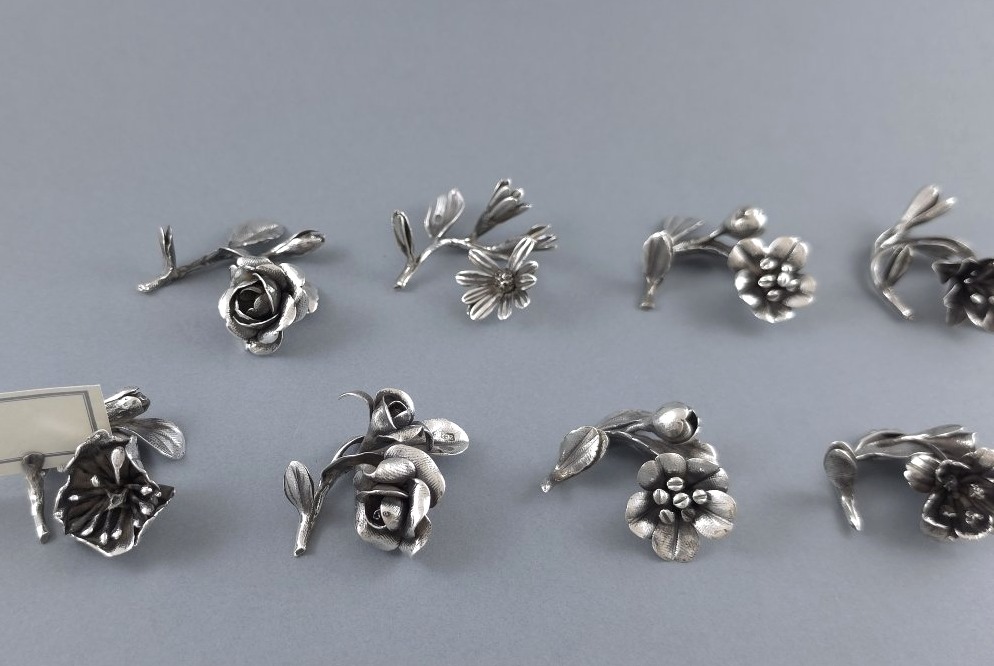 12 portes-nom fleurs en argent massif -photo-5