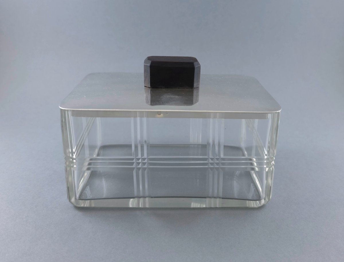 Boite en cristal et argent massif Art Déco -photo-2