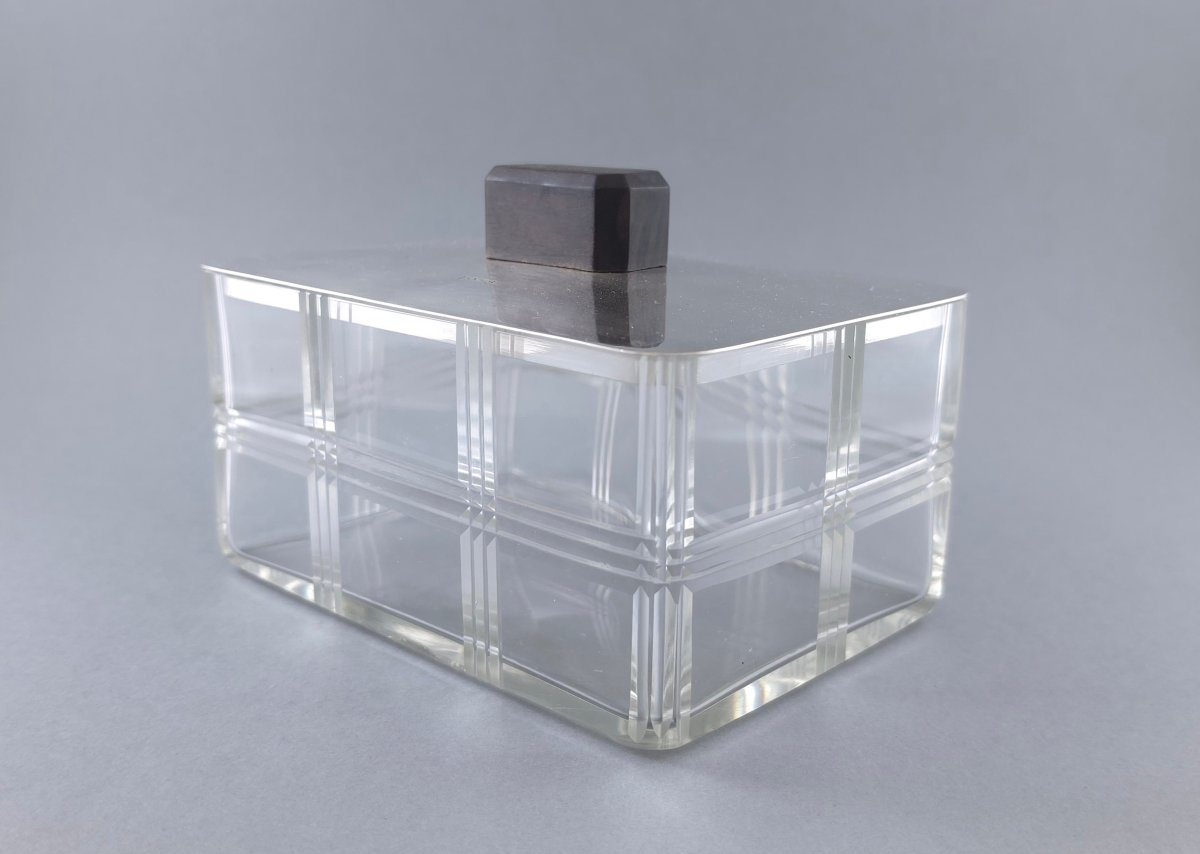 Boite en cristal et argent massif Art Déco 