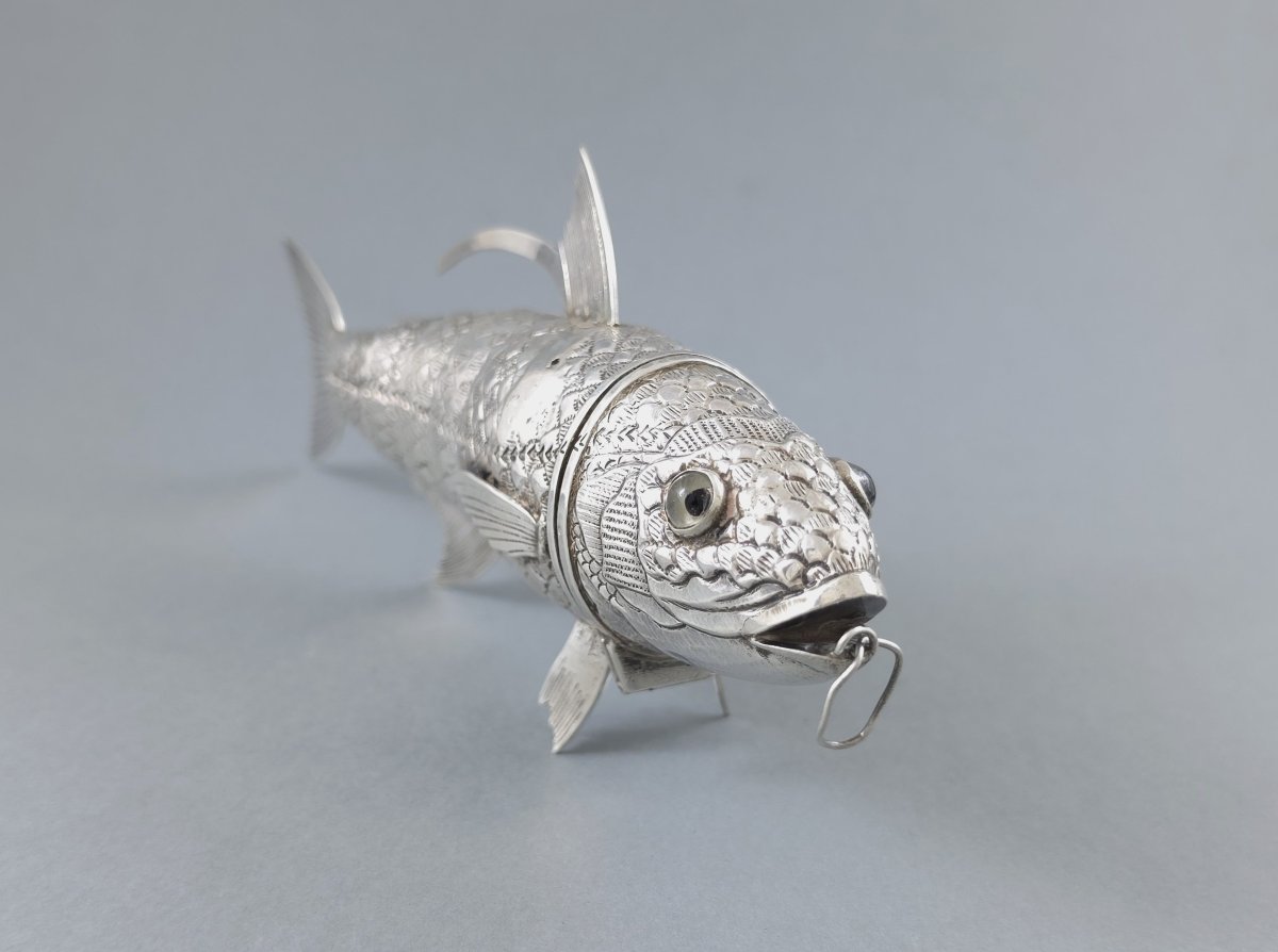 Sterling Silver Articulated Fish Box-photo-3