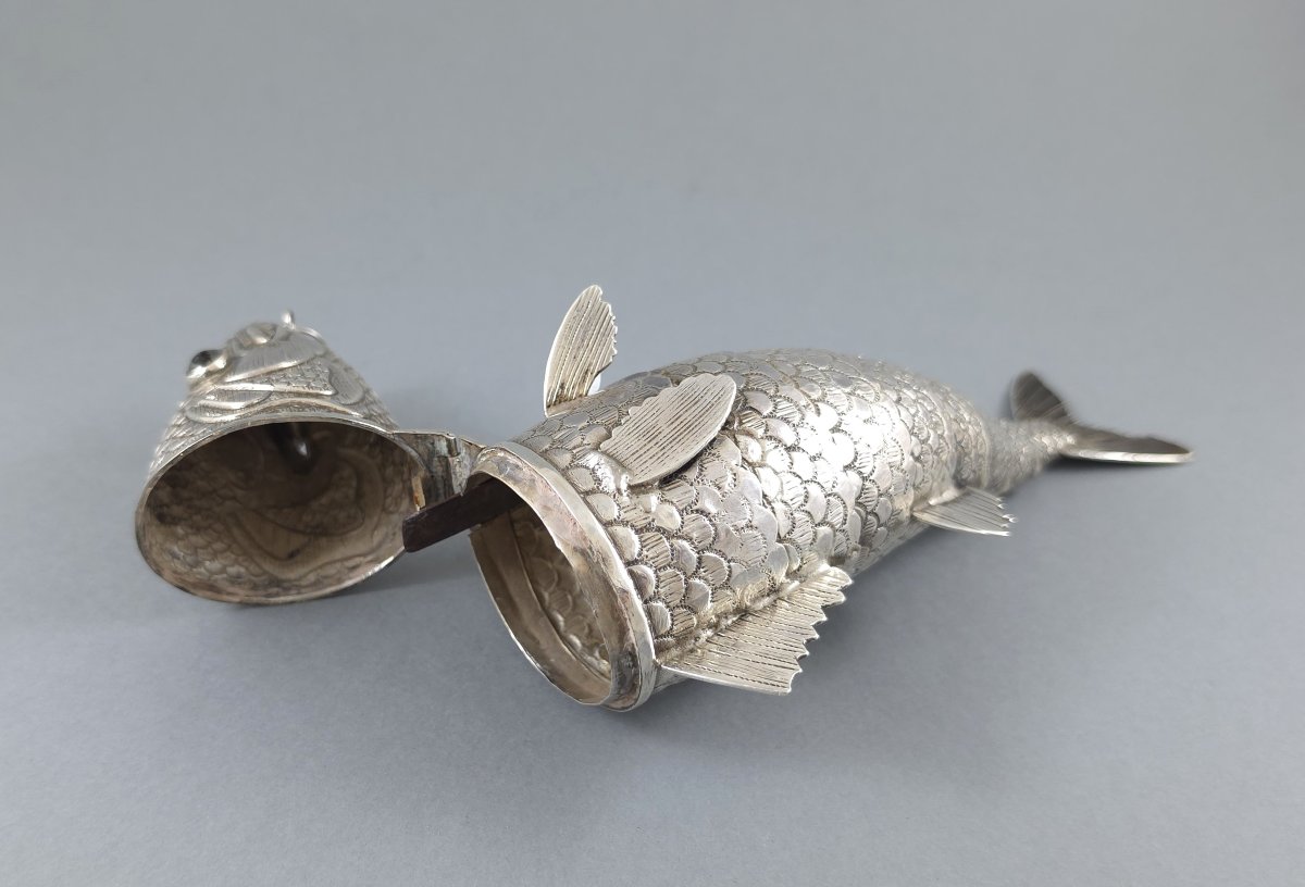 Boite poisson articulé en argent massif-photo-3