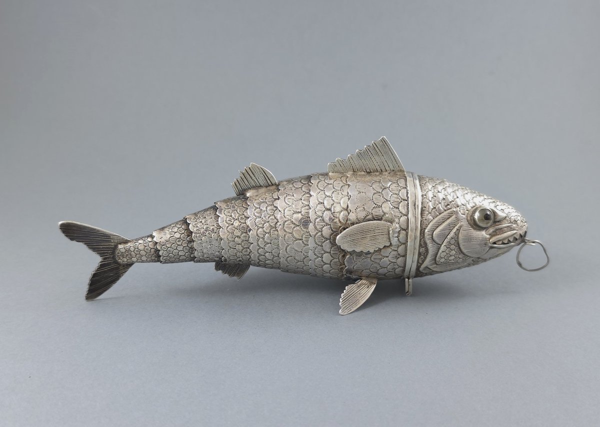 Boite poisson articulé en argent massif
