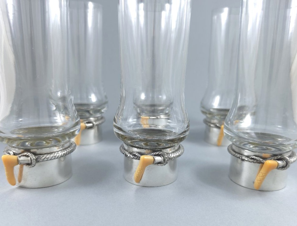 Gucci - 6 Silver-plated Metal Glasses-photo-3