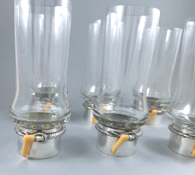 Gucci - 6 Silver-plated Metal Glasses-photo-4