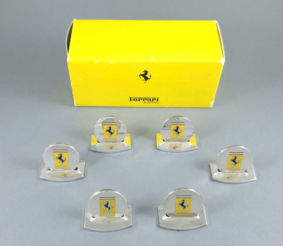 6 Ferrari Sterling Silver Place Card Holders With Enamel-photo-2