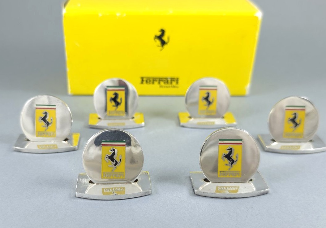 6 Ferrari Sterling Silver Place Card Holders With Enamel-photo-3