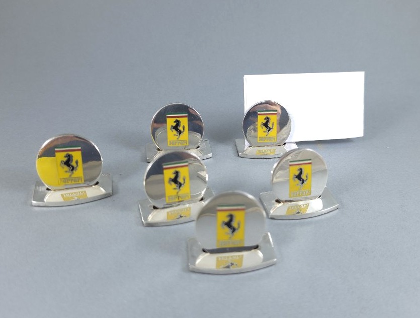 6 Ferrari Sterling Silver Place Card Holders With Enamel-photo-2
