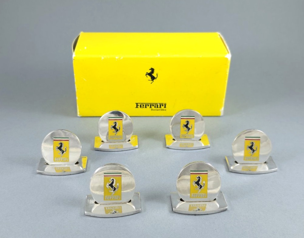 6 Ferrari Sterling Silver Place Card Holders With Enamel