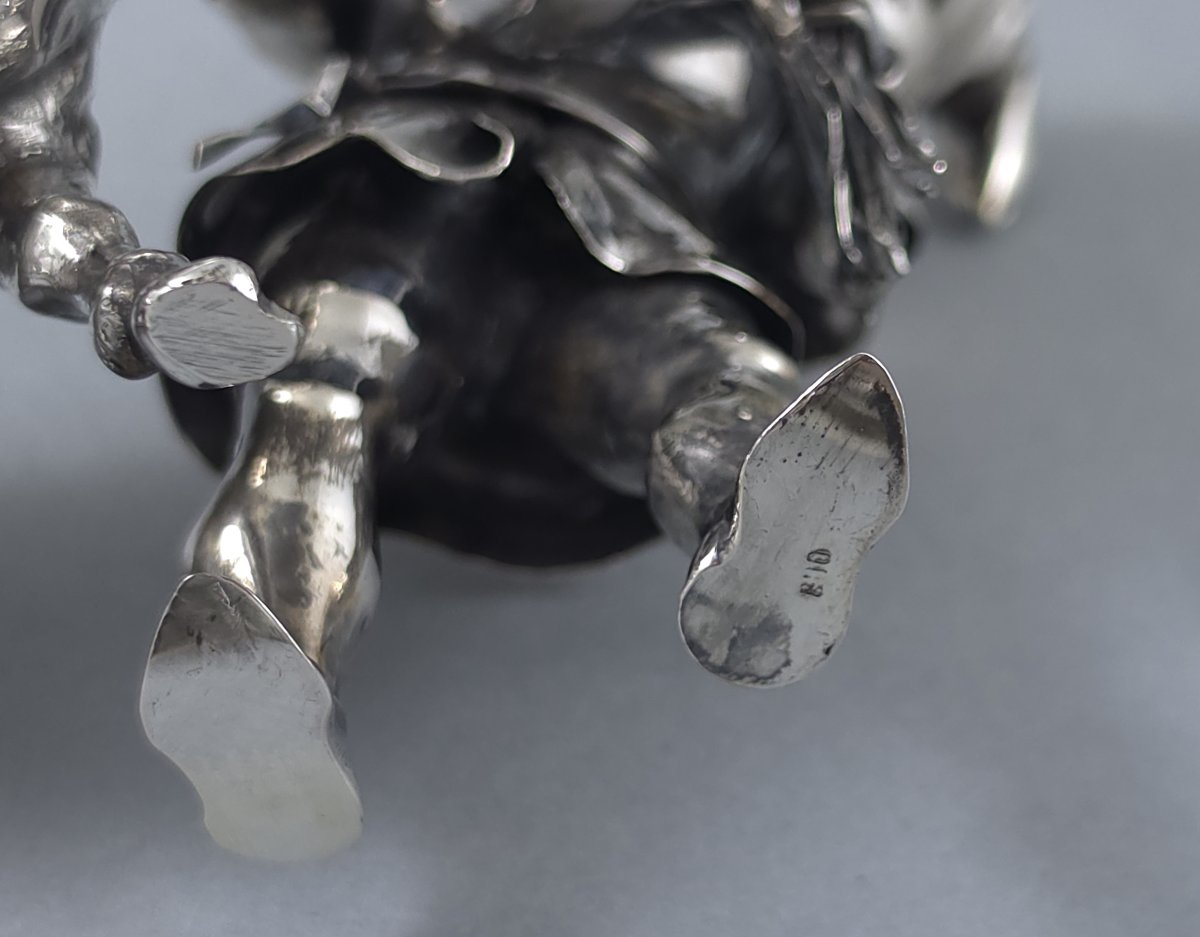 Solid Silver Sculpture Of A Young Farmer And His Ox-photo-3