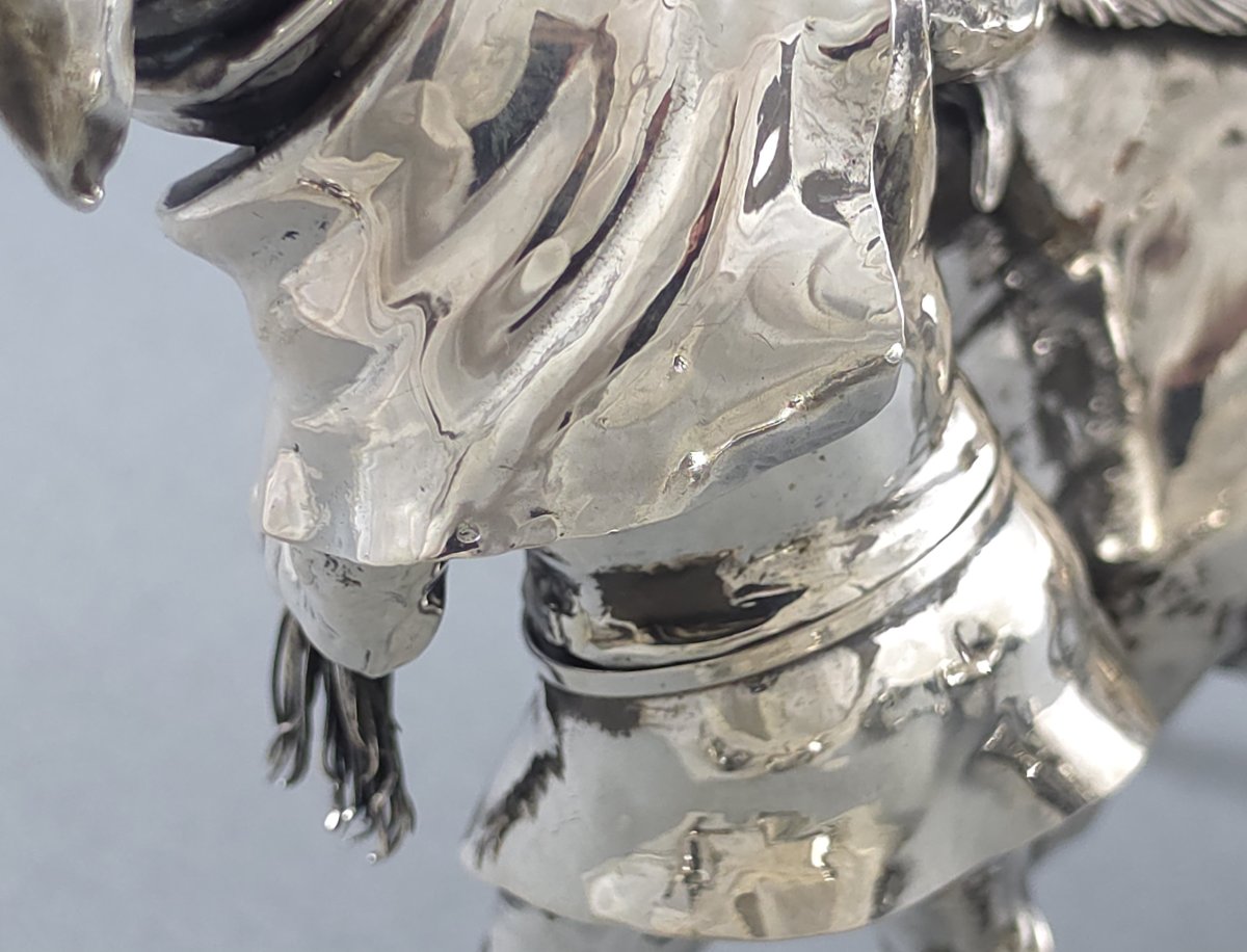 Solid Silver Sculpture Of A Young Farmer And His Ox-photo-4