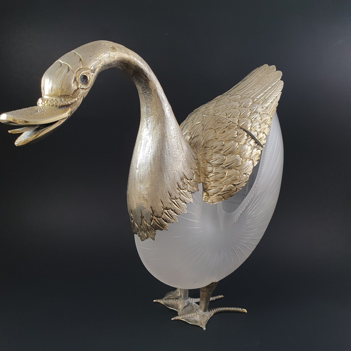 Glass And Sterling Silver Swan-photo-2