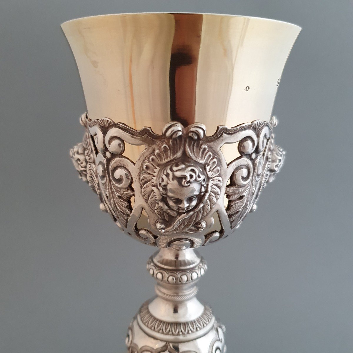 Sterling Silver And Vermeil Chalice By Favier Frères-photo-3