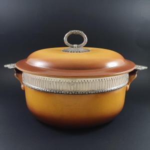 Vegetable Dish In Terracotta And Sterling Silver
