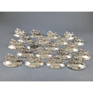 20 Place Cards Holder Il Silver Plate