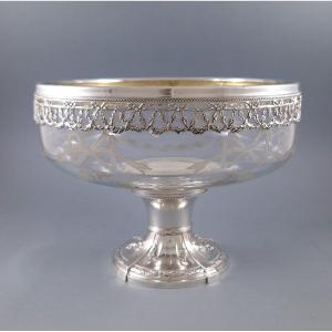 Coupe en cristal et argent massif