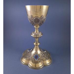 Demarquet Frères Chalice In Sterling Silver Gilt And Enamel