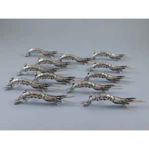 12 Sterling Silver Place Card Holders Lobster