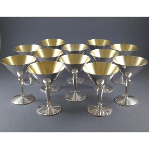 12 Cups In Sterling Silver And Gilt