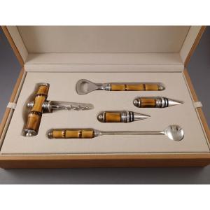 Buccellati - Nécessaire de bar en argent massif et bambou Thaiti