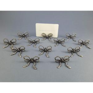 12 Sterling Silver Bow-shaped Place-card Holders
