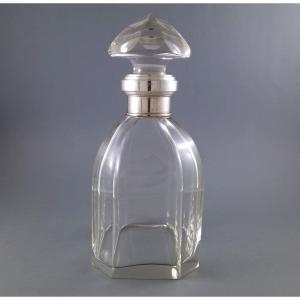 Art Deco Decanter In Crystal And Sterling Silver