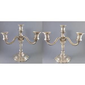 Tétards - Pair Of Sterling Silver Candlesticks