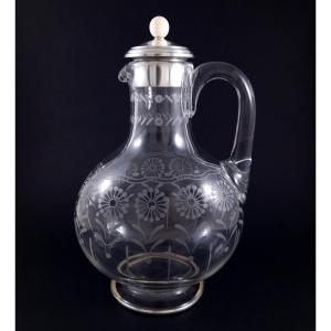 Baccarat -  Verseuse en cristal et argent massif