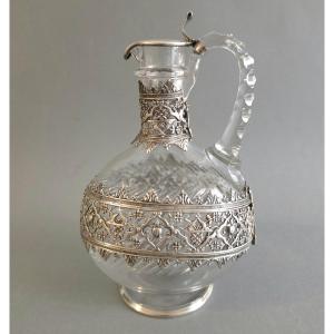 Aiguière en cristal et argent massif