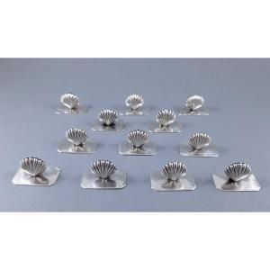 12 portes nom coquille en argent massif