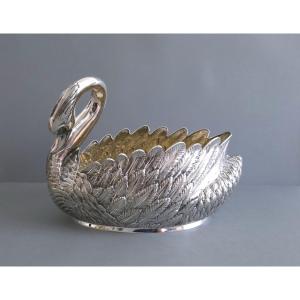 Centre de table en argent massif et vermeil cygne