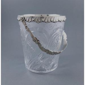 Seau à glaçons en cristal et argent massif