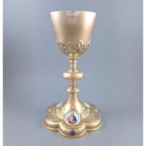 Sterling Silver Gilt Chalice With Enamel 