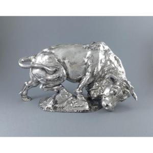 Sterling Silver Bull Sculpture