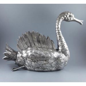 Jardinière cygne en argent massif
