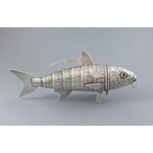 Boite poisson articulé en argent massif