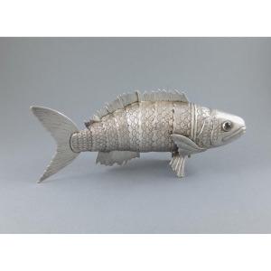 Boite poisson articulé en argent massif