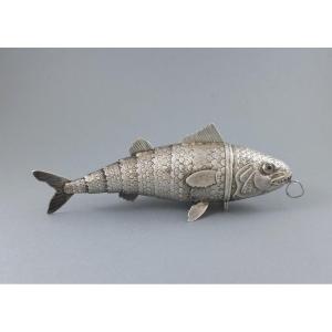 Boite poisson articulé en argent massif