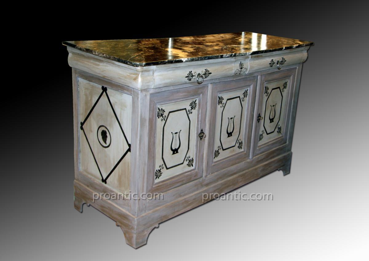 Walnut Sideboard Louis Philippe Rechampie In Grisaille Reasons For Blacks De Decor